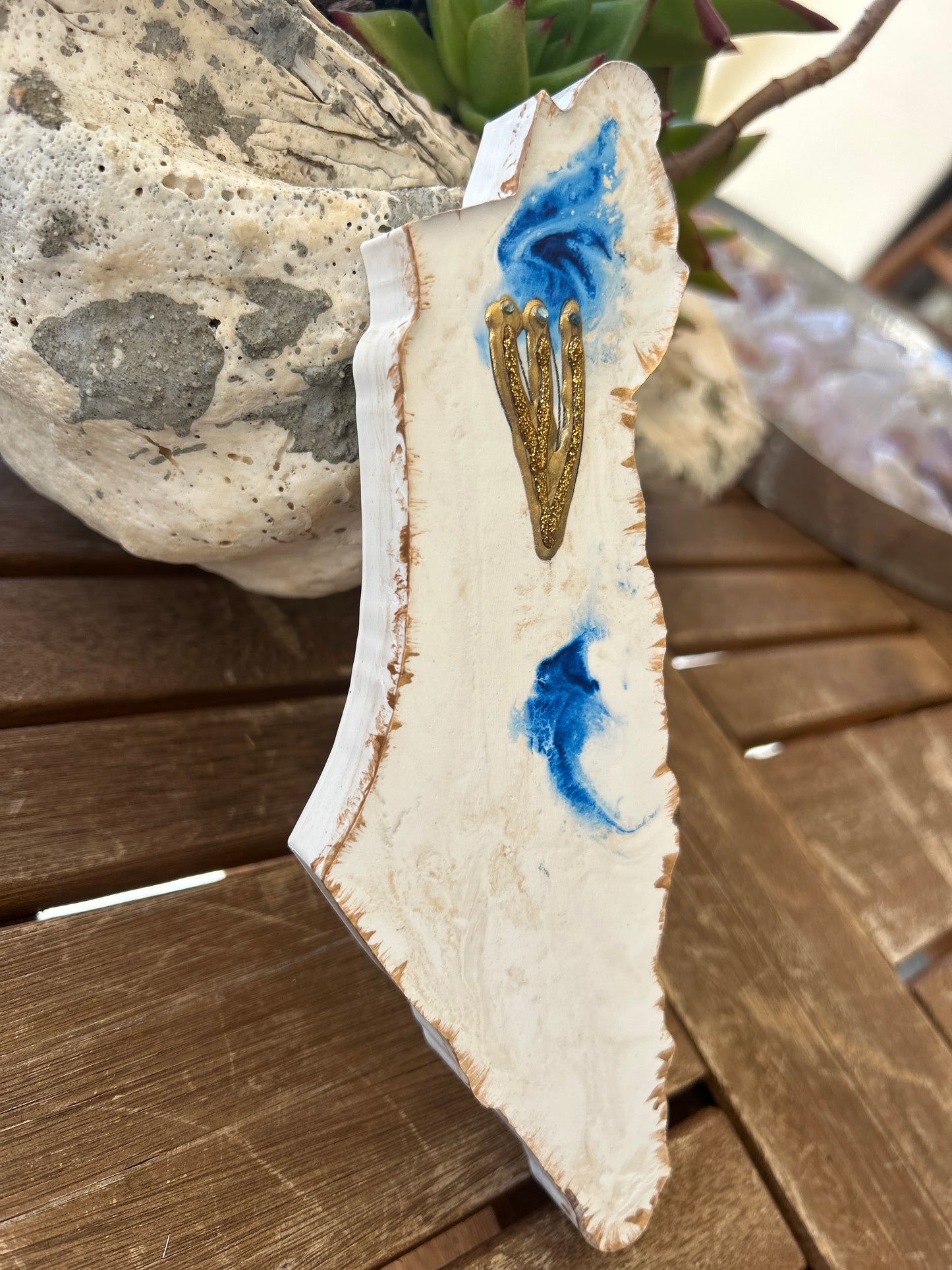 Mezuzah Case Marble in the shape of the Map of Israel