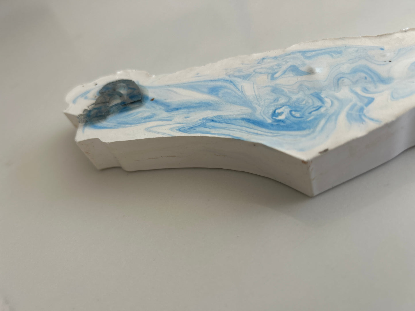 Mezuzah blue Marble in the shape of the Map of Israel