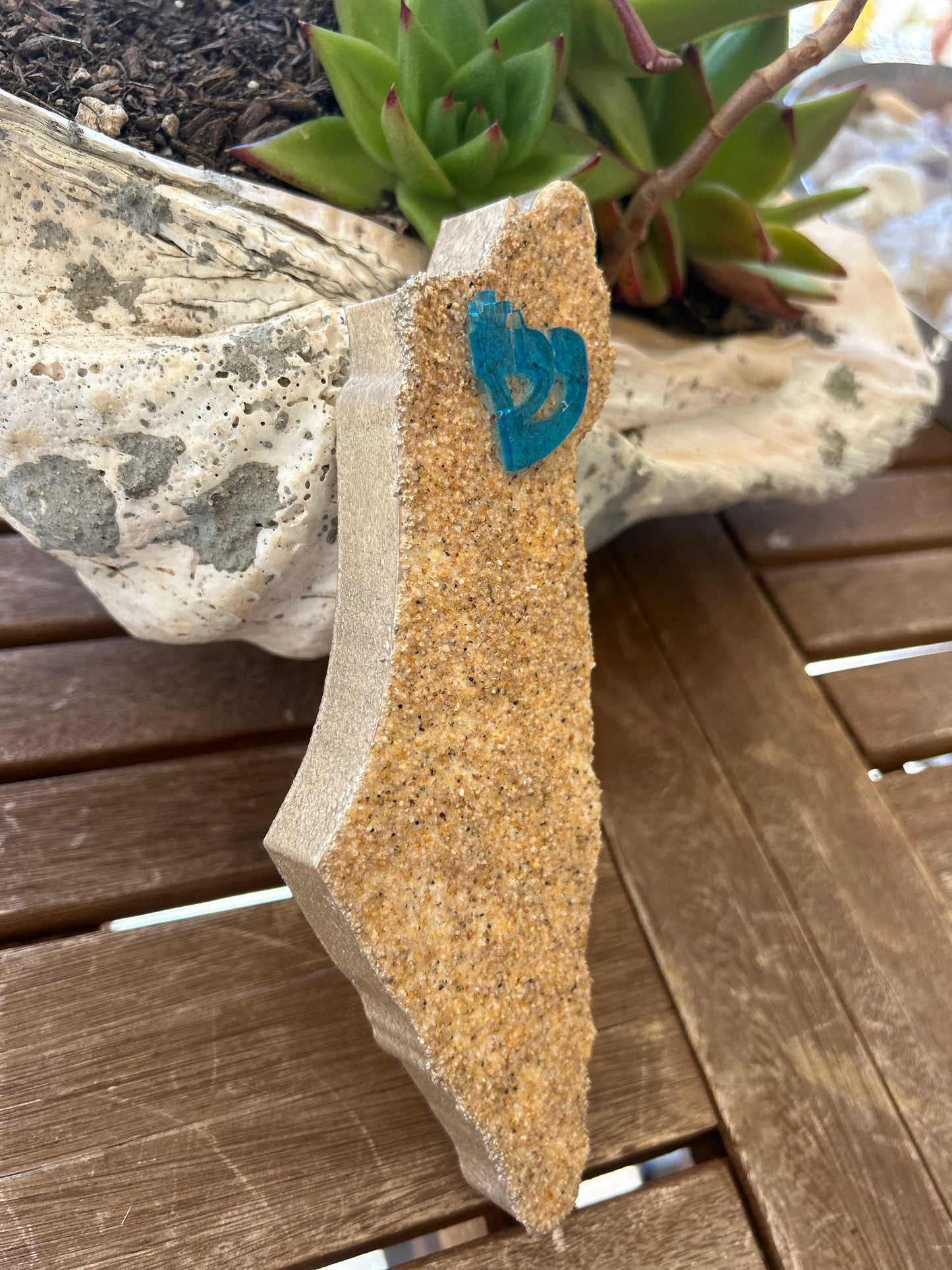 Mezuzah Case Sand and Gold in the shape of the Map of Israel