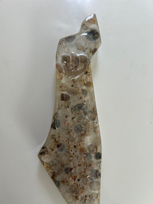 Mezuzah Case in the shape of the Map of Israel river bubbles