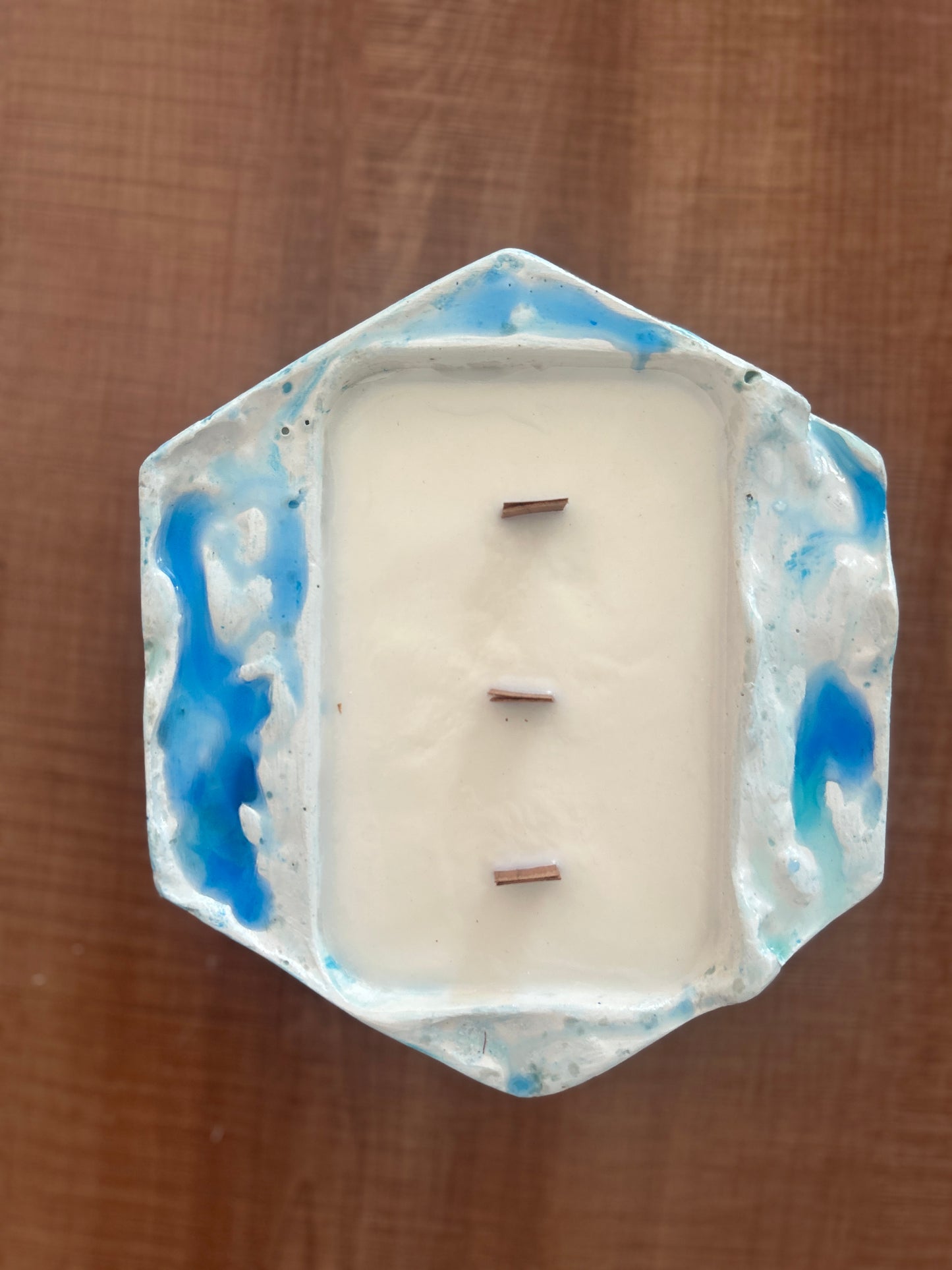 Candle blue river hexagon