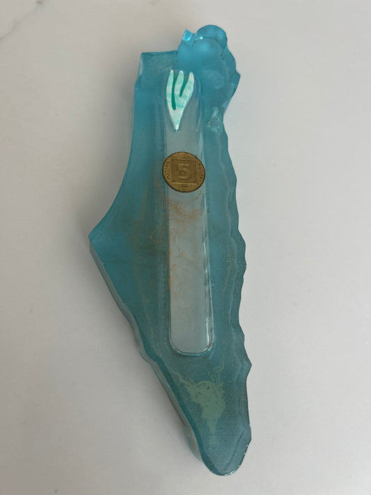 Mezuzah Case 5 Agorot featuring an old Israeli coin