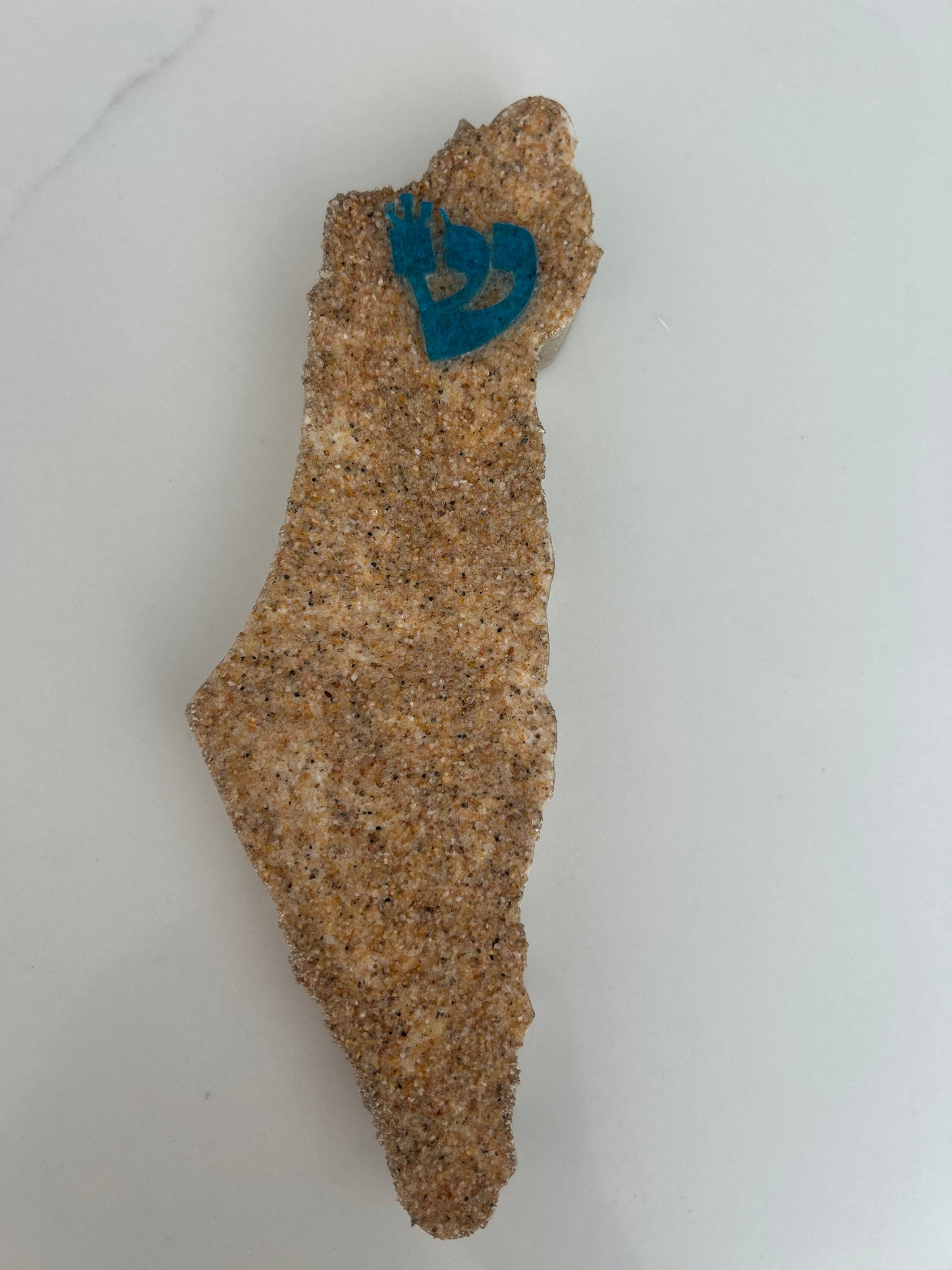 Mezuzah Case Sand and Gold  in the shape of the Map of Israel