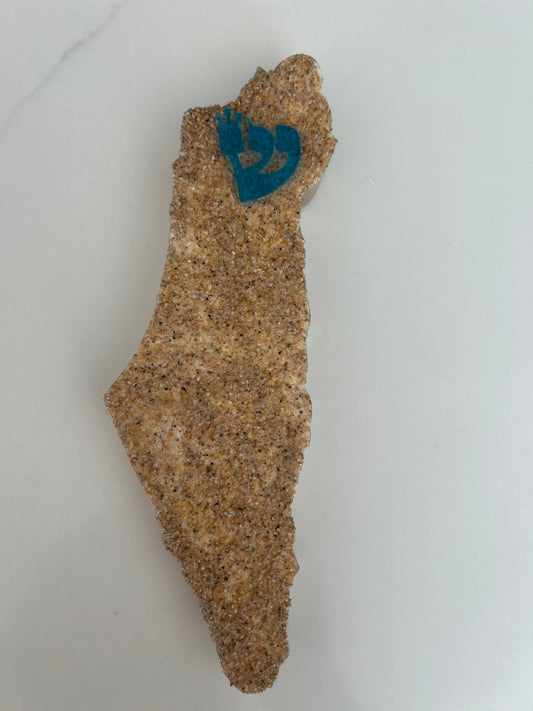 Mezuzah Case Sand and Gold  in the shape of the Map of Israel