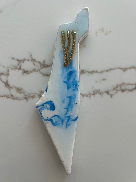 Mezuzah Case wave in the shape of the Map of Israel