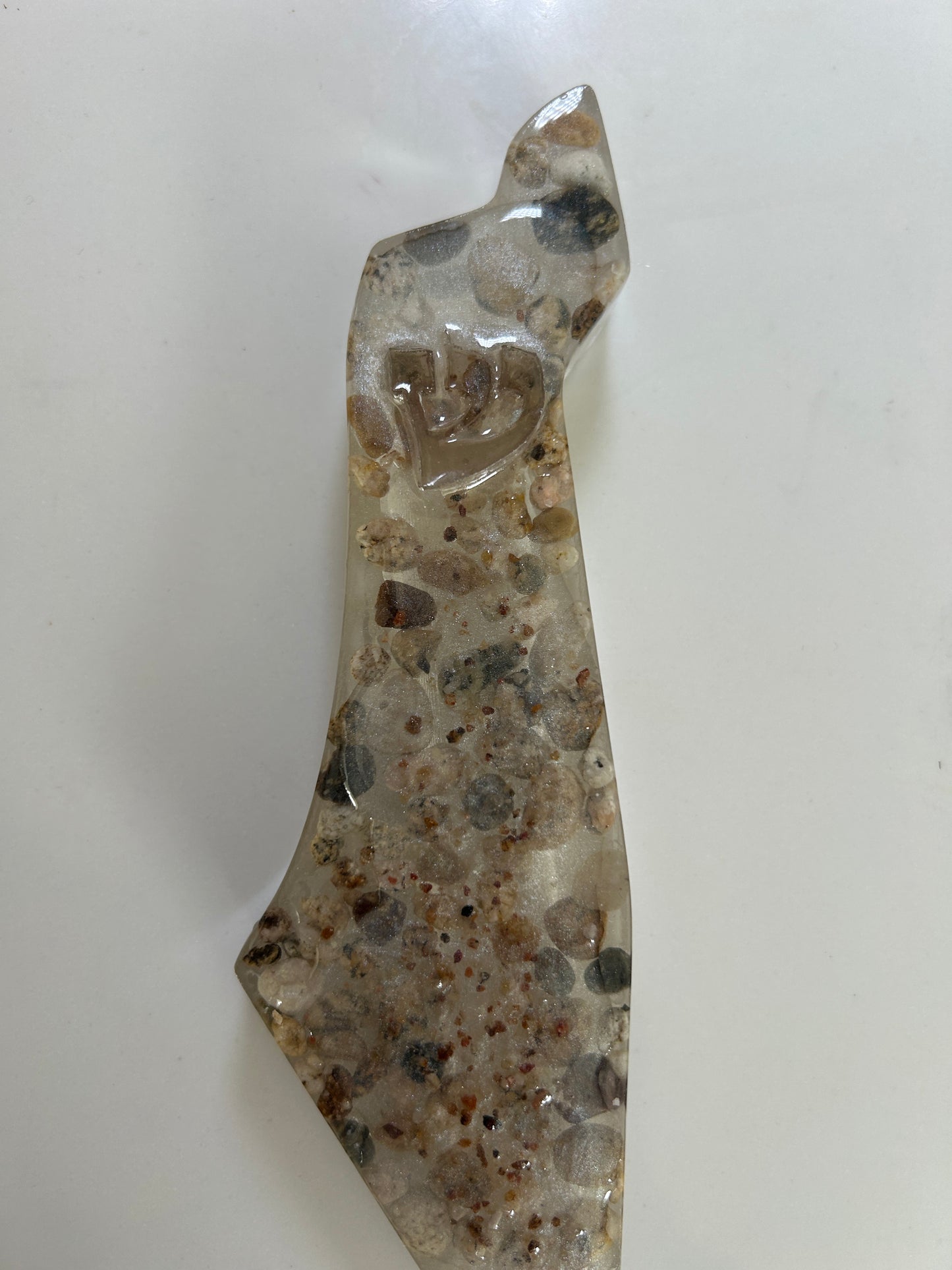 Mezuzah Case in the shape of the Map of Israel  river bubbles