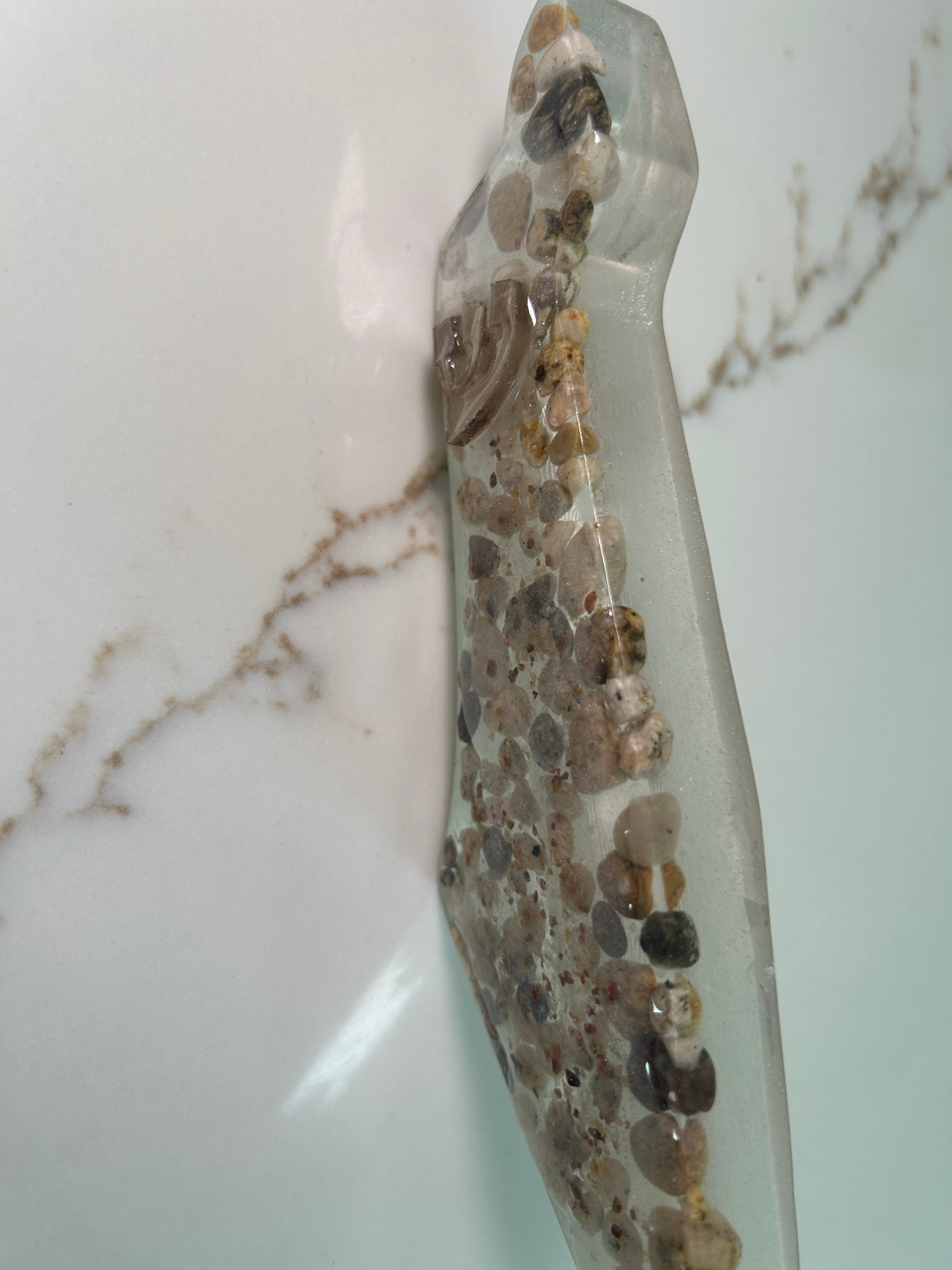 Mezuzah Case in the shape of the Map of Israel  river bubbles