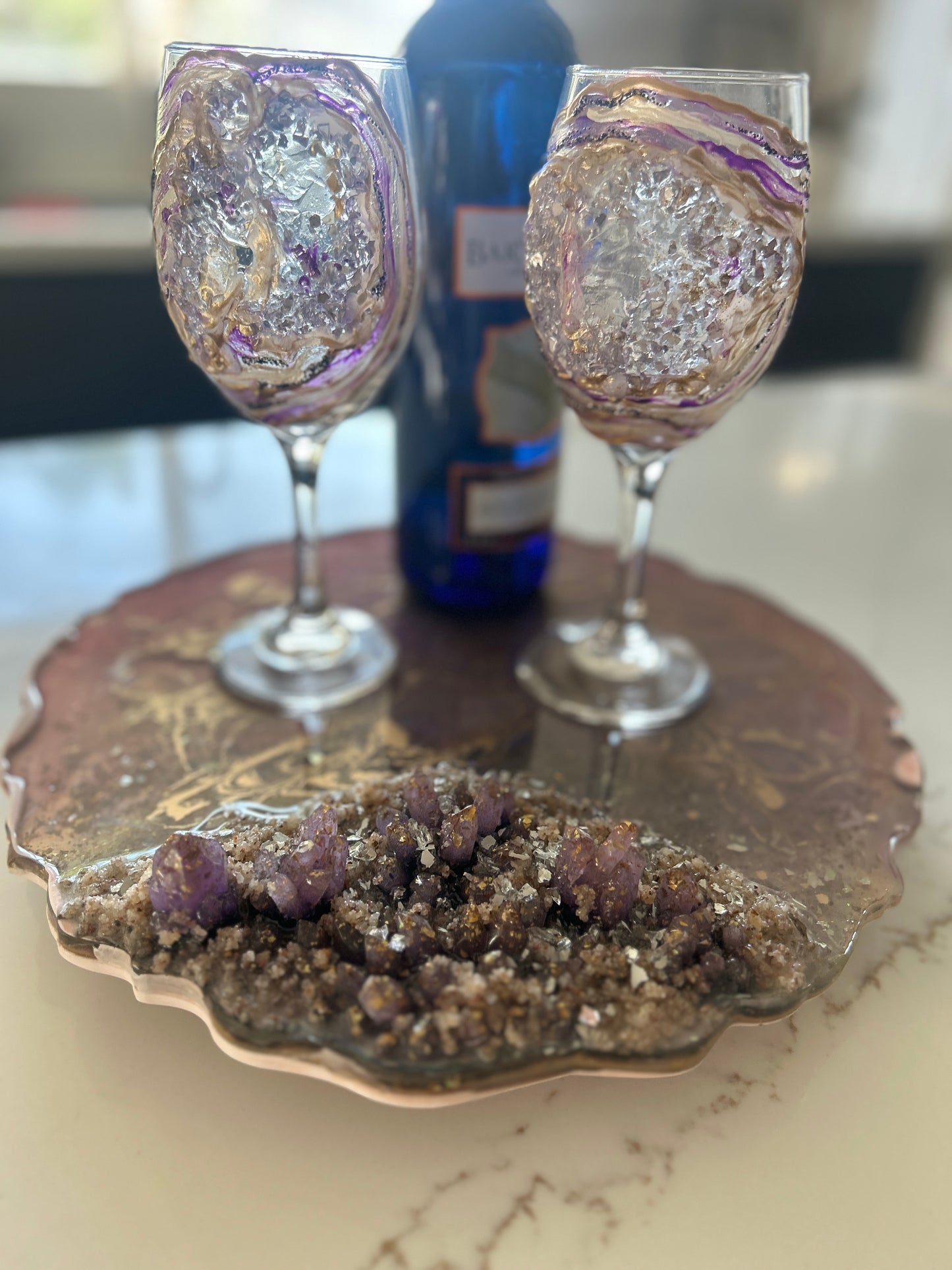 Geode Inspiration purple & Gold Tray