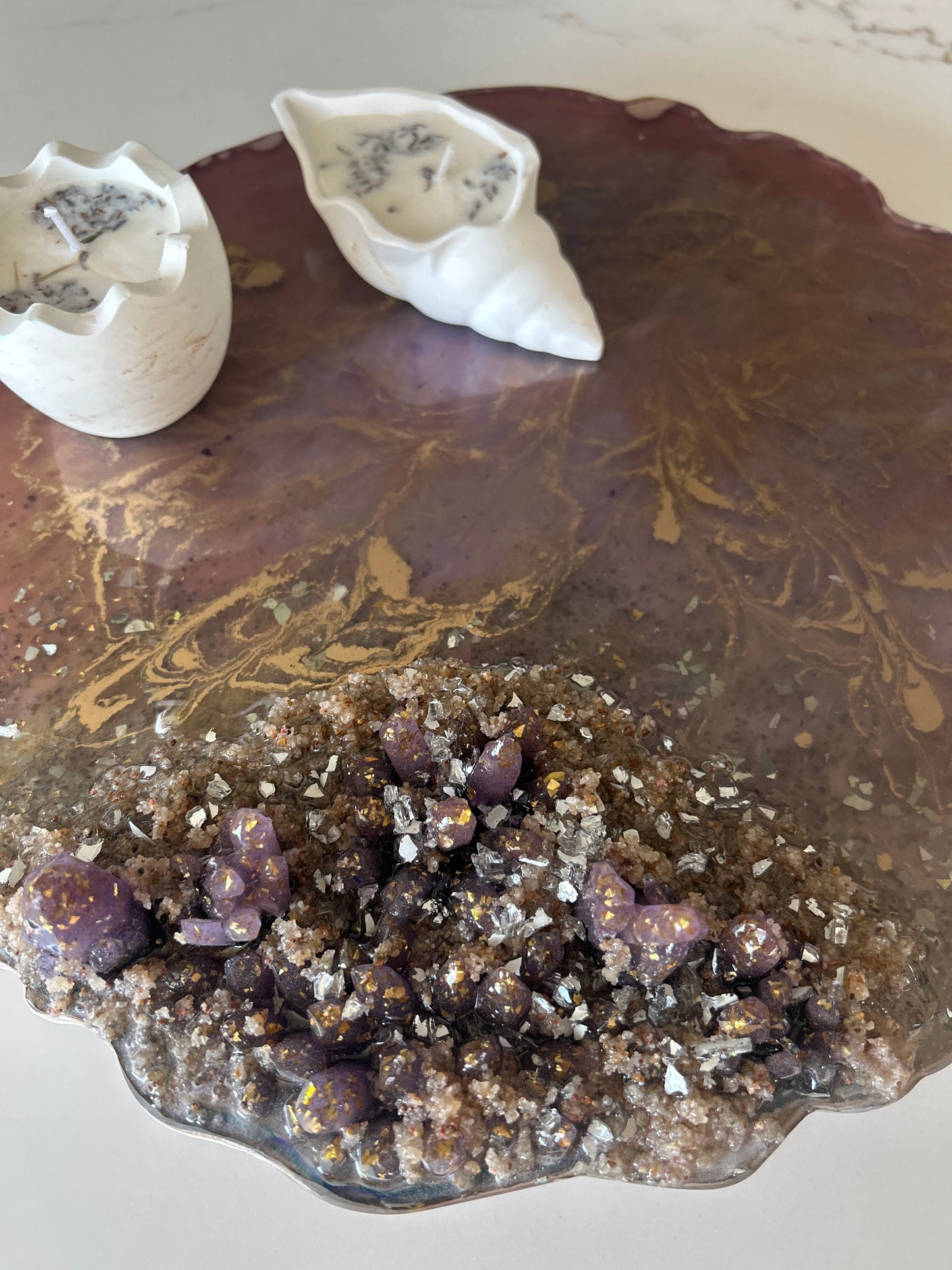 Geode Inspiration purple & Gold Tray
