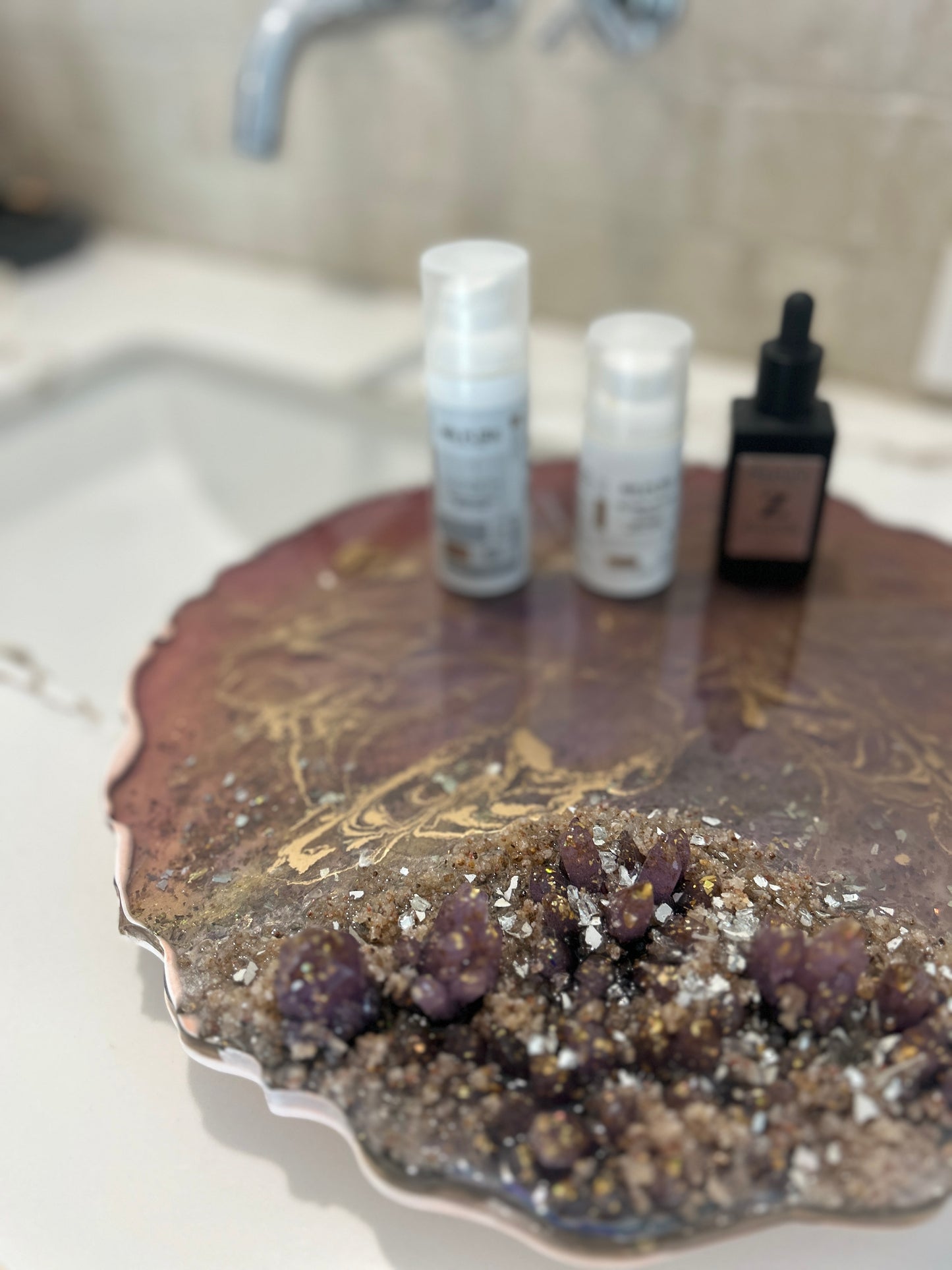 Geode Inspiration purple & Gold Tray
