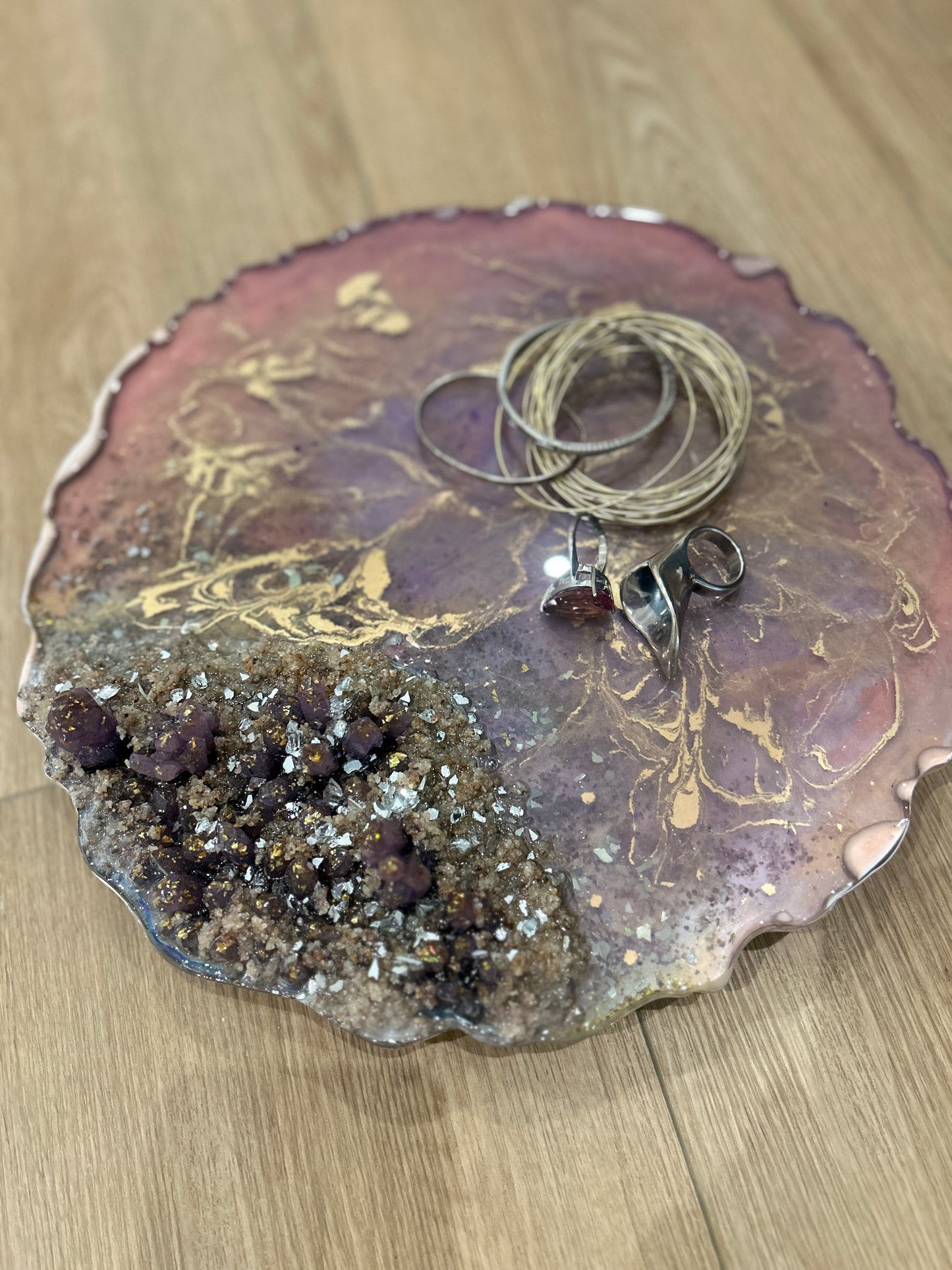 Geode Inspiration purple & Gold Tray