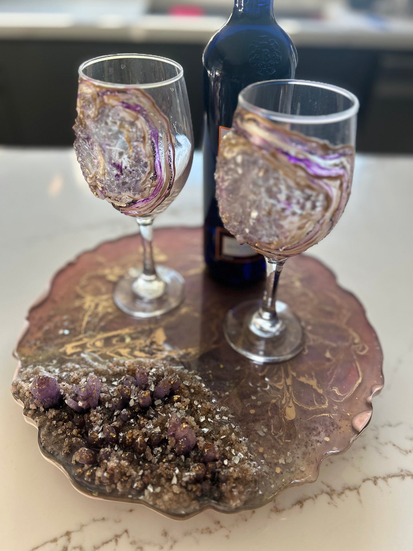 Geode Inspiration purple & Gold Tray