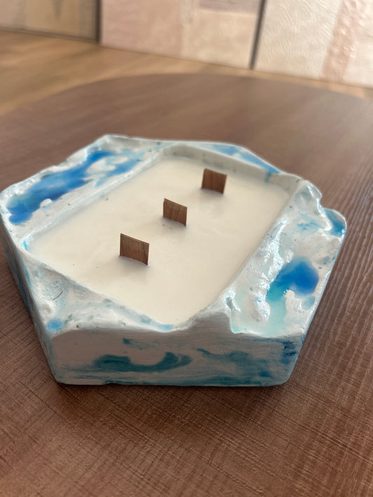 Candle blue river hexagon