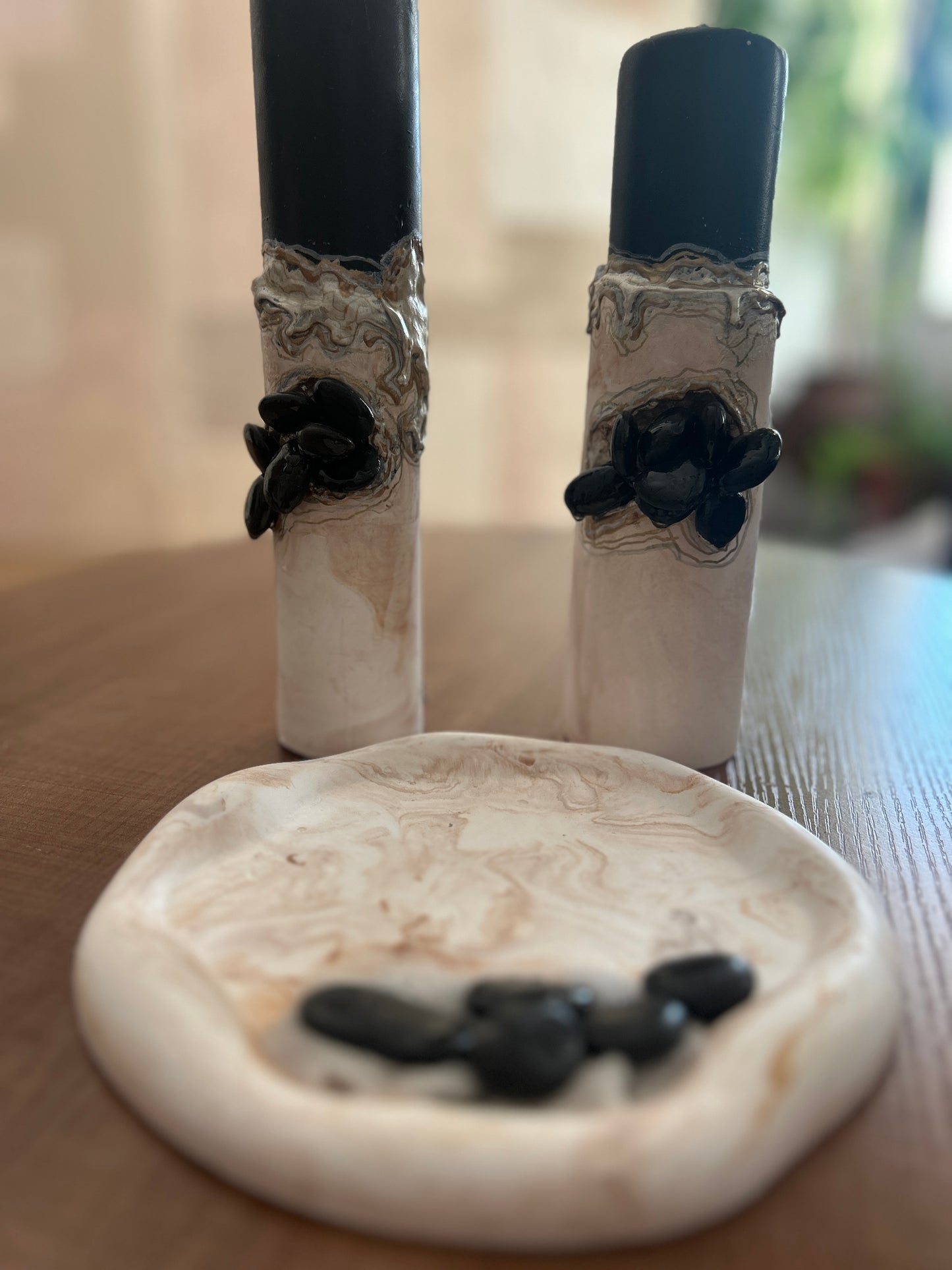 Geode Marble Candles & a tray