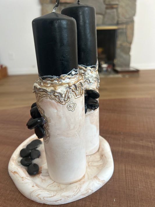 Geode Marble Candles & a tray