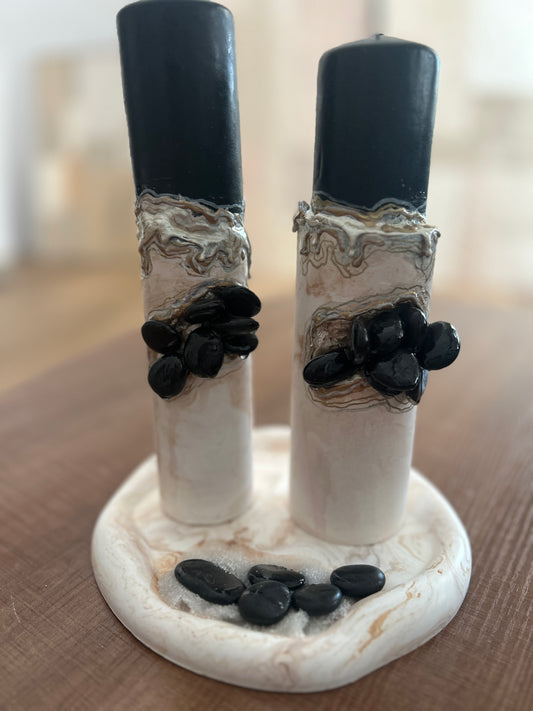 Geode Marble Candles & a tray