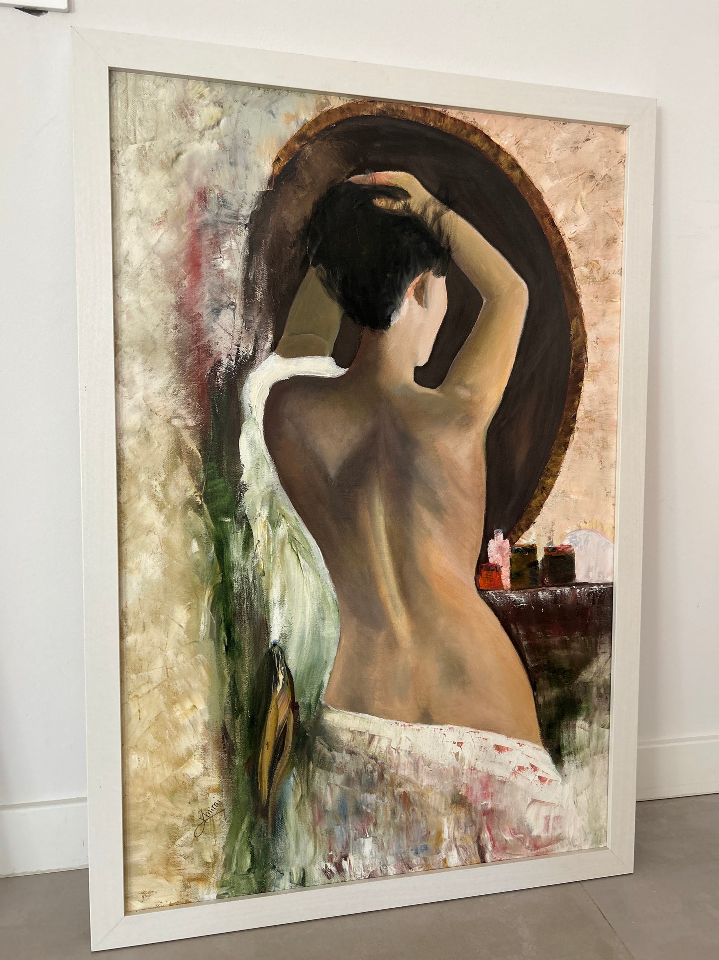 Painting women in a reflection