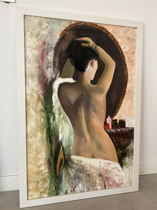 Painting women in a reflection