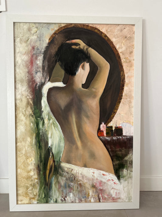 Painting women in a reflection