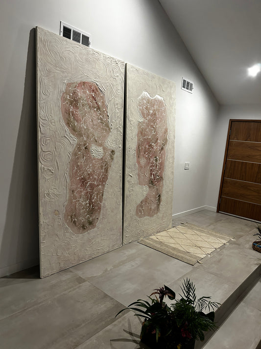 NewBorn -Abstract Plaster and Acrylic on wood