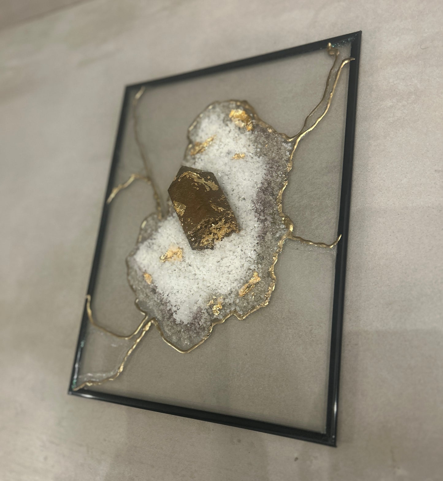 Crystal Geode Inspiration gold &brown Resin wall art