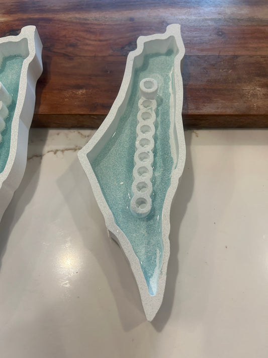 Chanukkah Classic Green Menorah in the shape of Israel