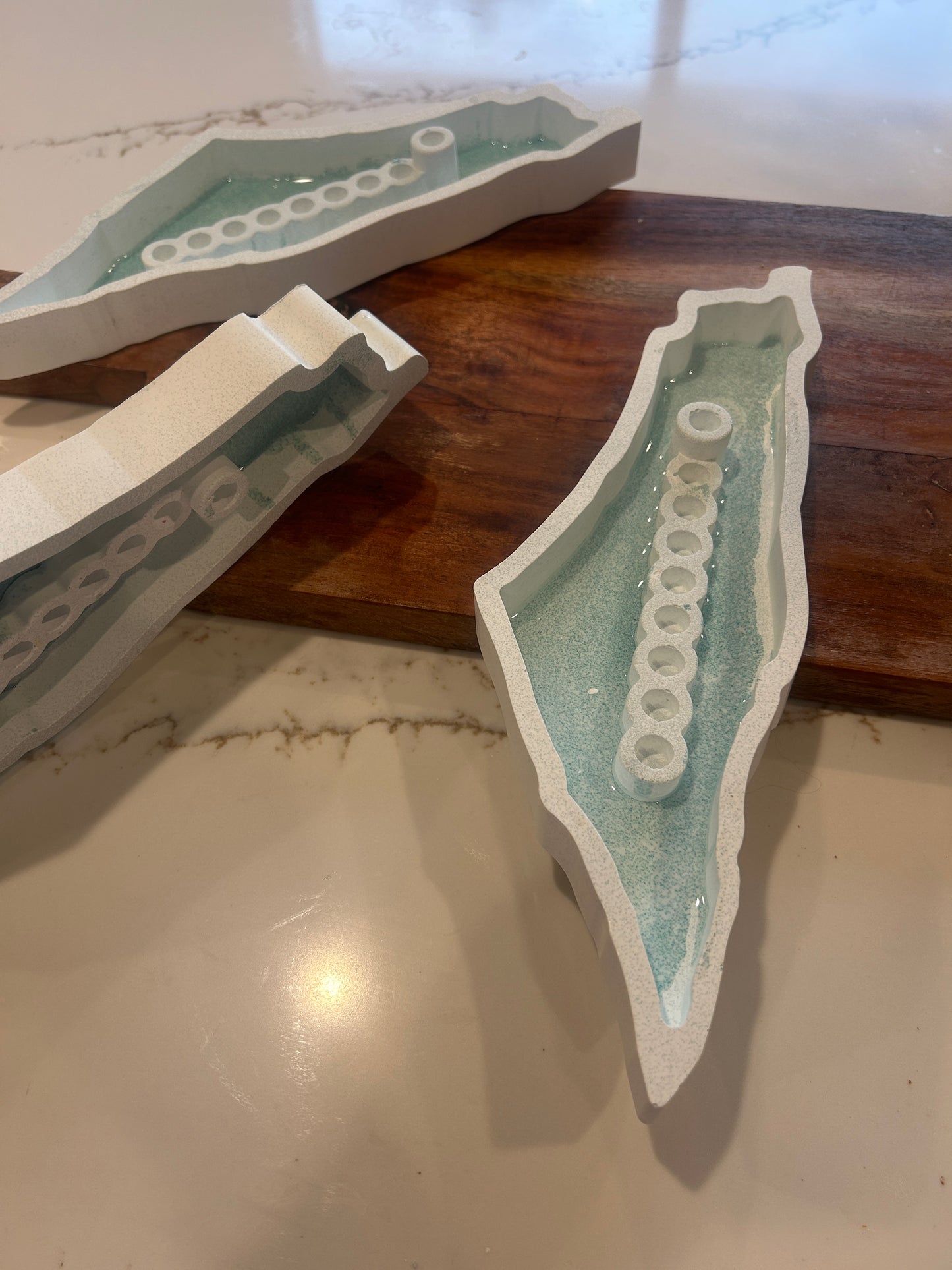 Chanukkah Classic Green Menorah in the shape of Israel