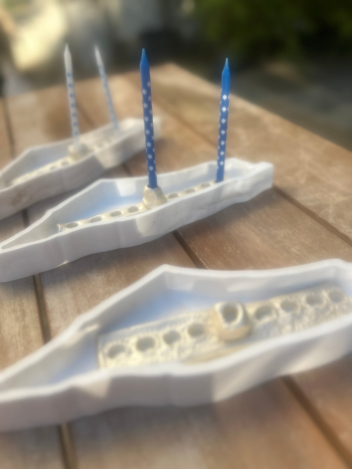 Chanukkah Pearl Menorah in the shape of Israel