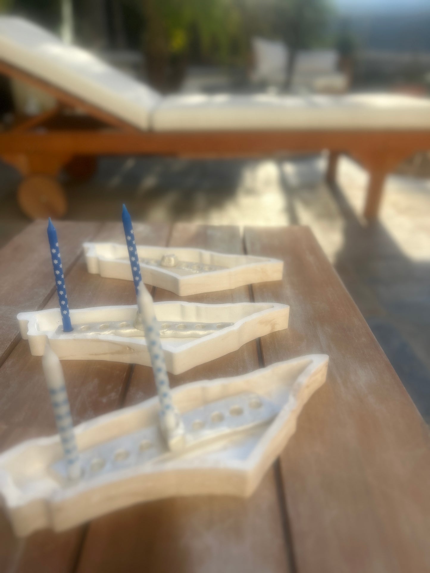 Chanukkah Pearl Menorah in the shape of Israel