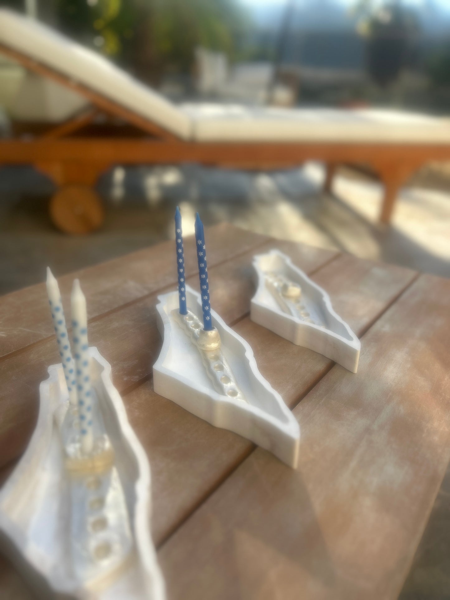 Chanukkah Pearl Menorah in the shape of Israel