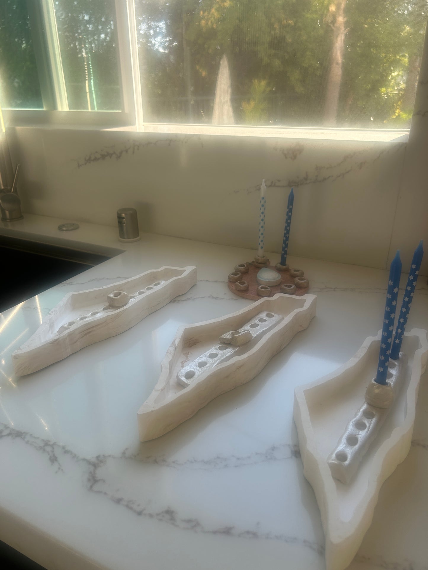 Chanukkah Pearl Menorah in the shape of Israel