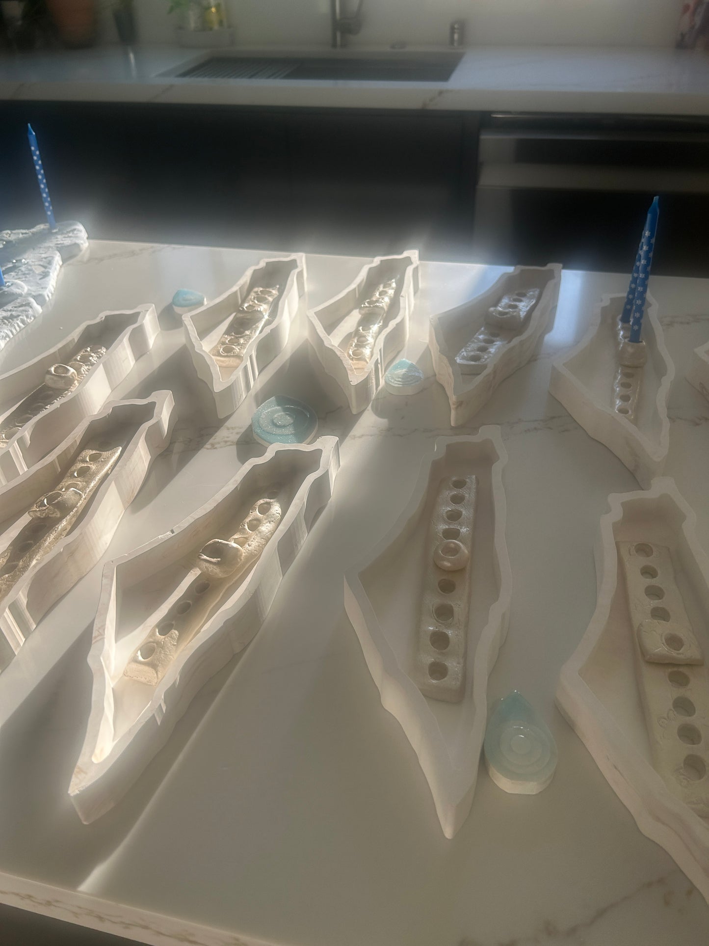 Chanukkah Pearl Menorah in the shape of Israel