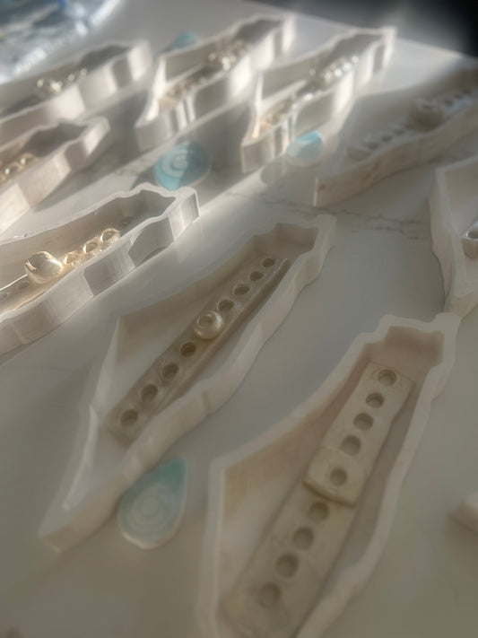 Chanukkah Pearl Menorah in the shape of Israel