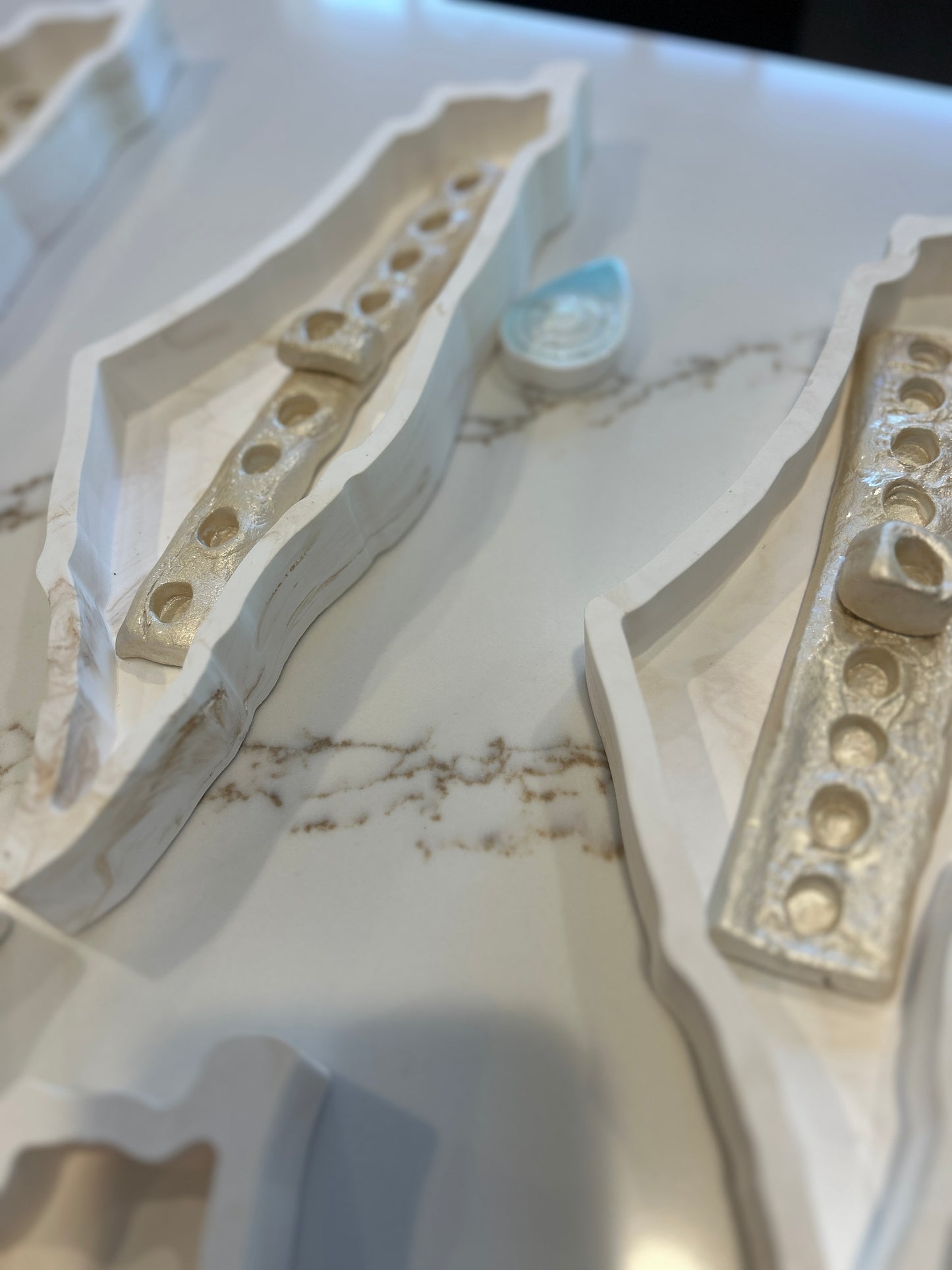 Chanukkah Pearl Menorah in the shape of Israel