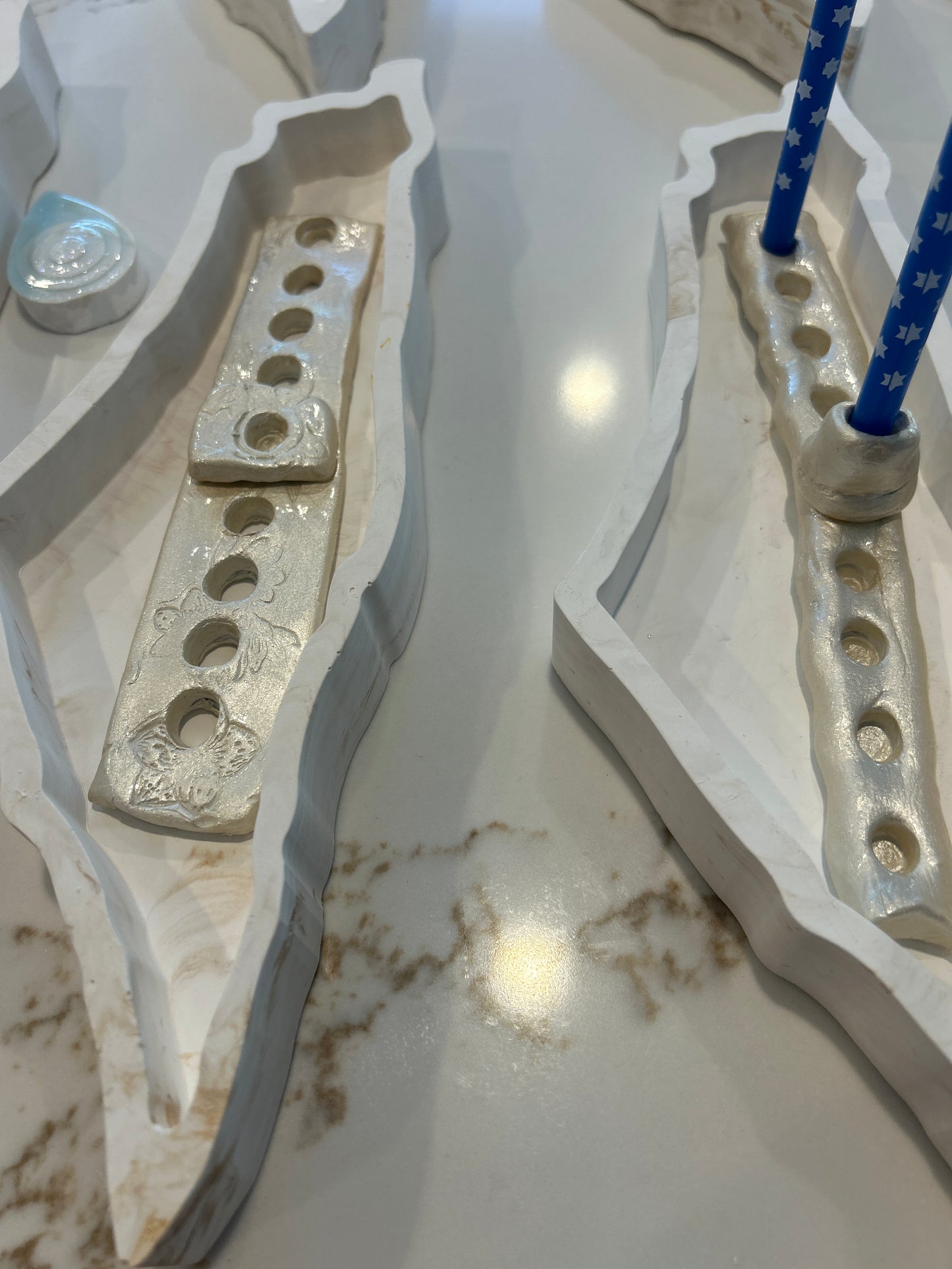 Chanukkah Pearl Menorah in the shape of Israel