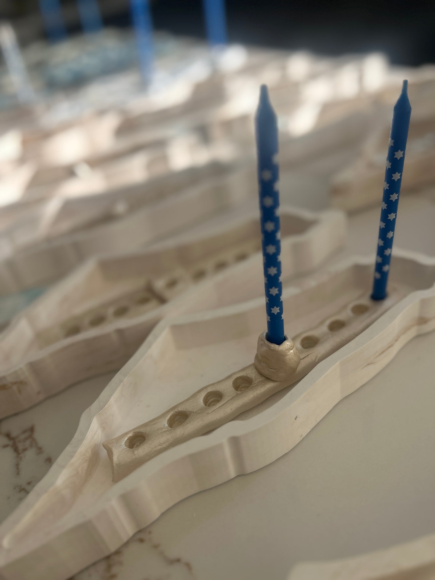 Chanukkah Pearl Menorah in the shape of Israel